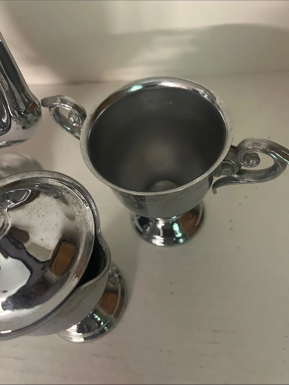 Silver Tone Decorative Coffee/Tea Set - 3 Piece